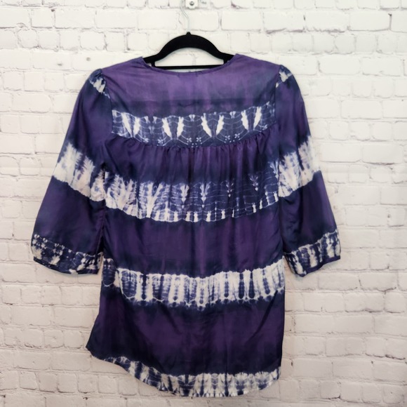Calypso St. Barth for Target 100% Silk Tie Dye Balloon Sleeve Blouse Women's XS - Picture 6 of 6